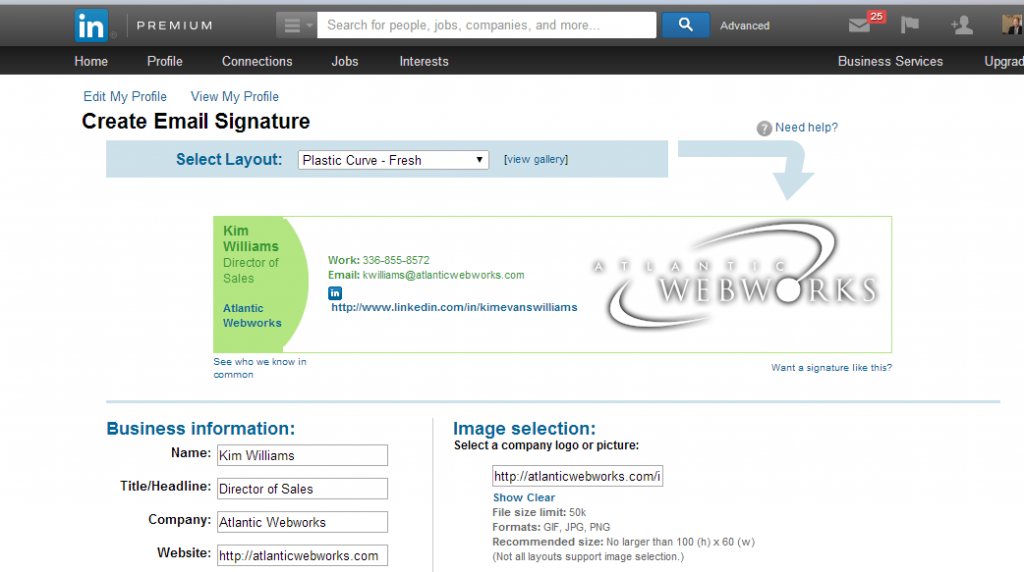how to create a linkedin link in your email signature